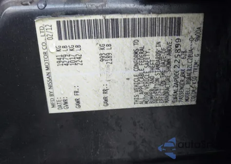 2012 Nissan Altima 2.5 S z USA, uszkodzony, nr VIN 1N4AL2AP0CC225899